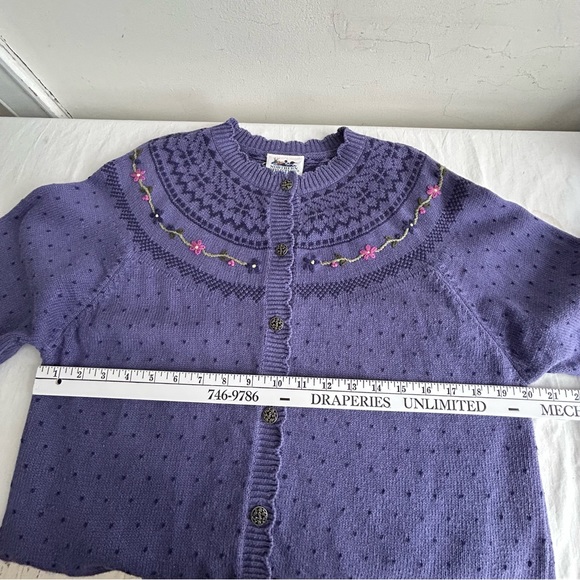 Vintage Northern Reflections Purple Embroidered Floral Cardigan Sweater - Picture 12 of 14